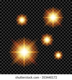 stock set flare glowing stars