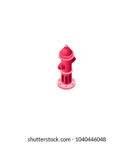 Stock set kit vector illustration of isolated isometric icon left view red fire hydrant design city town urban infrastructure element on white background