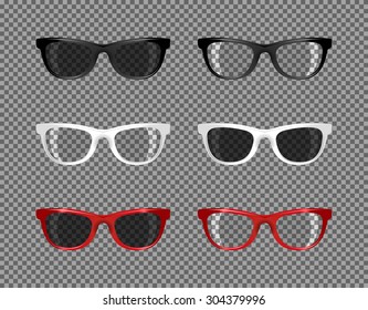 stock set of sunglasses translucent for photomontage