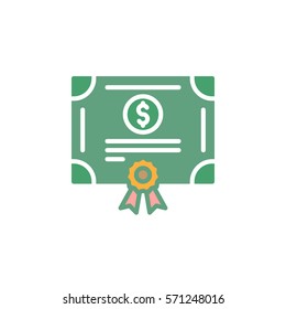 Stock share certificate icon vector, filled flat sign, solid colorful pictogram isolated on white. Bonds, securities symbol, logo illustration