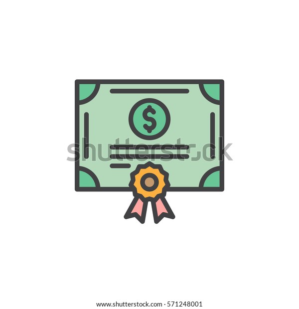 白い背景に株券の行アイコン 塗りつぶされた輪郭のベクター画像記号 線形のカラフルな絵文字 債券 証券シンボル ロゴイラスト のベクター画像素材 ロイヤリティフリー