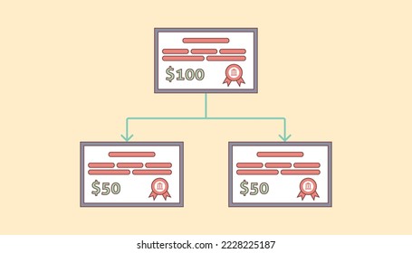 stock split concept for stock market trading with modern flat style