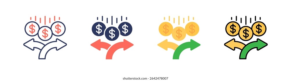 Stock Split Multi Style Icon Set Vector