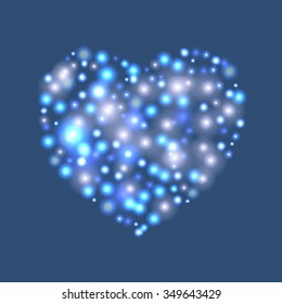 Stock symbol for Valentine's Day glowing highlights blue