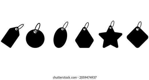 Stock tags are of various shapes. Kit . Black on a white background. Vector. Star . 