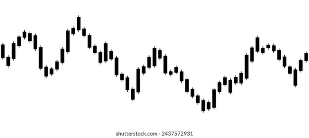 Börsenkursdiagramm Trading Graph Top Ansicht Nahtlose Muster. Wiederholende schwarze flache Kerze Forex Markt isoliert auf weißem Hintergrund. Wiederholte flache lag Nahaufnahme Candlestick Finance. Vektorgrafik