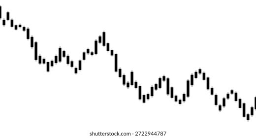 Gráfico de operaciones bursátiles. Gráfico de trading. Mercado negro del forex de la vela aislado en el fondo blanco. Financiación de inversiones con candelabros. Precio del mercado de valores. Caer en el negocio. Invertir en diseño. Abajo. Ilustración vectorial
