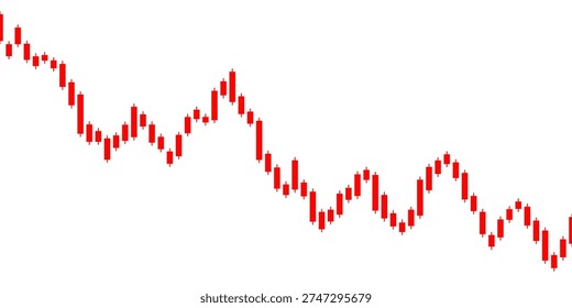 Stock trade chart. Trading graph. Red candle forex market isolated on white background. Candlestick investment finance. Stockmarket price. Falling business. Invest design. Down. Vector illustration
