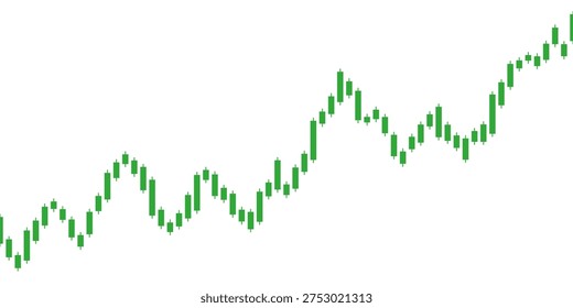 Stock trade chart. Trading graph. Green candle forex market isolated on white background. Candlestick investment finance. Stockmarket price. Profit business. Invest design. Trend. Vector illustration