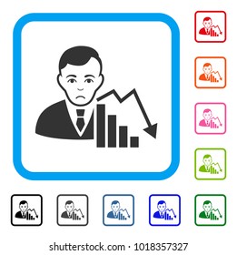 Stock Trader raster flat pictogram. Person face has cheerful emotion.