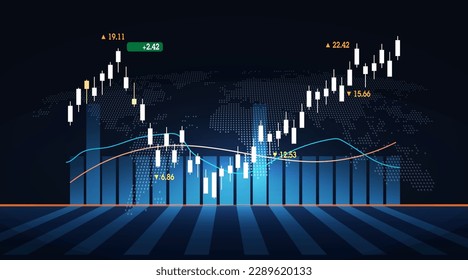 Gráfico de operaciones bursátiles en concepto gráfico adecuado para el concepto de inversión financiera o negocio económico. Resumen de ilustración vectorial de fondo financiero