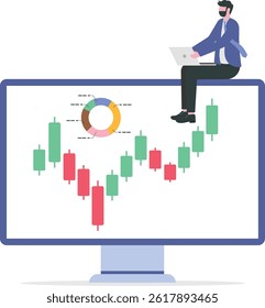 Stock trading or crypto currency investing, technical analysis for investment, financial graph and chart, stock market or currency exchange concept, businessman investor using computer to trade graph.