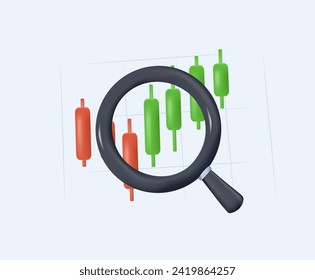 Stock trading graph in market on background. Bull market, dividend, bid. Common stock annual report. Sell and buy, arbitrage earning investment. 3d bank trading vector icon for investment illustration