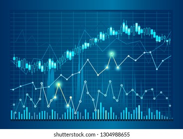 Stock trading graphics for market investment trading, business and financial concepts, chart for reports and investment. Vector illustration with trade graph- Vector