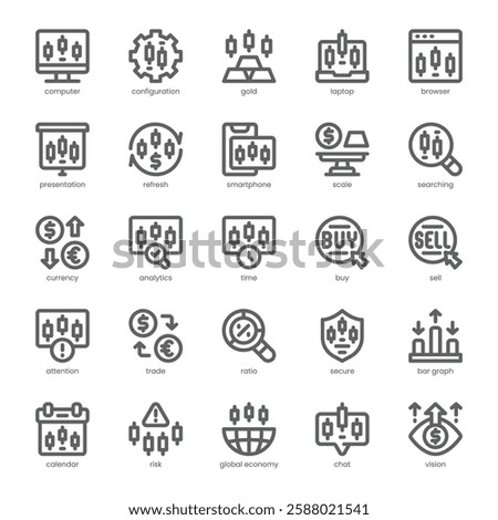 Stock Trading Icon pack for your website, mobile, presentation, and logo design. Stock Trading Icon outline design. Vector graphics illustration and editable stroke.