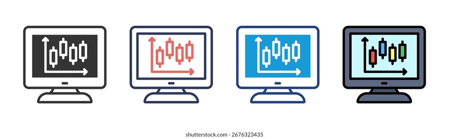 Stock Trading Icon Set Colección de Estilo Múltiple