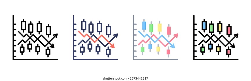 Conjunto de iconos de negociación de acciones colección de estilo múltiple