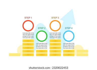 Stock trading infographic chart design template. Buying and selling income. Abstract vector infochart with blank copy spaces. Instructional graphics with 4 step sequence. Visual data presentation