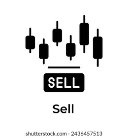 Stock trading vector design, Sell stock icon editable style