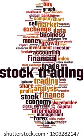 Stock trading word cloud concept. Vector illustration