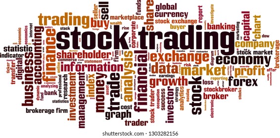 Stock trading word cloud concept. Vector illustration