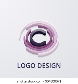 Stock Vector 3d logo letter c.