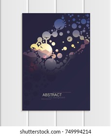 Stock vector A5 or A4 format brochure design protection environmental ecology with abstract circles and mountain landscape at sunset, dawn background for printed material, corporate style element, cov
