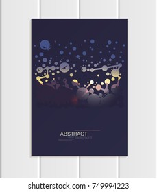 Stock vector A5 or A4 format brochure design protection environmental ecology with abstract circles and mountain landscape at sunset, dawn background for printed material, corporate style element, cov