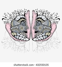 stock vector abstract face. doddle pattern. background