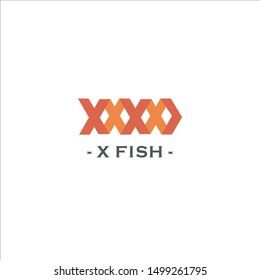 Stock Vector Abstract Fish from X Letter Logo Design Can Use for Food Restaurant Industry Company Business