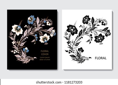 stock vector abstract  flower and wave, doodle bouquet. oriental or arabic, russia art background. template for card. banner