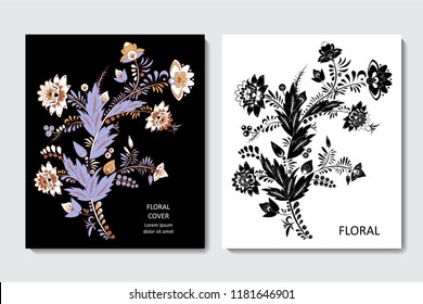 stock vector abstract  flower and wave, doodle floral bouquet. oriental or arabic, russia textile design. template for card. banner