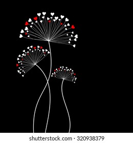 stock vector abstract flowers with red and white hearts