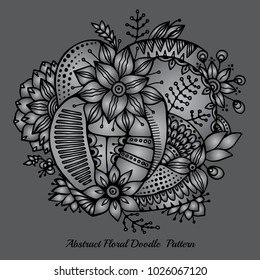 stock vector abstract hand draw flower and wave, doodle bouquet. oriental or arabic, russia art background. template for card. banner