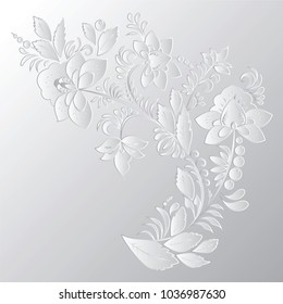 stock vector abstract hand draw flower and wave, doodle bouquet. oriental or arabic, russia art background. template for card. banner