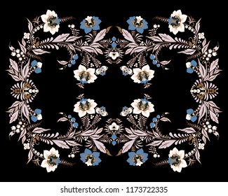 stock vector abstract hand draw flower and leaf, doodle ornament. oriental or arabic, russia art background. template for card. banner