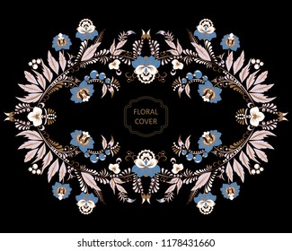 stock vector abstract hand draw flower and leaf, doodle ornament. oriental or arabic, russia art background. template for card. banner