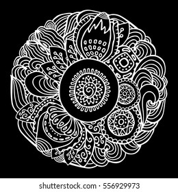 stock vector abstract hand draw flower and wave, doodle pattern. oriental or arabic art background
