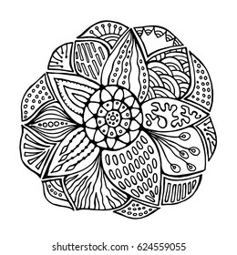 stock vector abstract hand draw flower and wave, doodle bouquet. oriental or arabic, russia art background. template for card. banner
