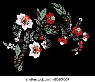vectorial de stock, flor y onda abstracta, bouquet de doodle. fondo artístico oriental o árabe, ruso. plantilla para tarjeta. pancarta
