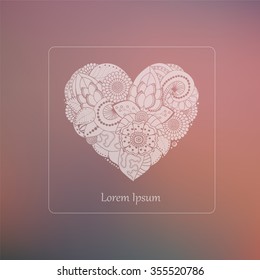stock vector abstract isolated heart on the blurred background. card, poster, banner template