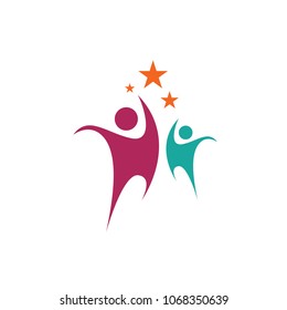 Creative Children Reaching Star Education Logo Stock Vector (royalty 