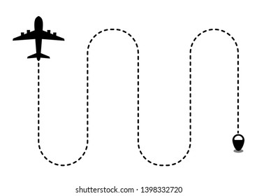 stock vector airplane flying with dashed trace line. traveling concept illustration.