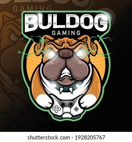 plantilla de logotipo de soporte para juegos de buldog con vectores de carga