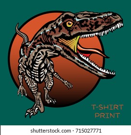 stock vector angry dinosaur velociraptor in full growth