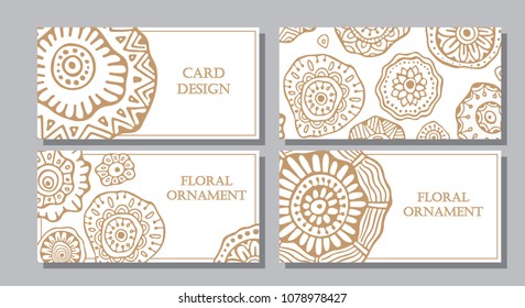 Stock vector art brochure template with blue doodle flowers. lay