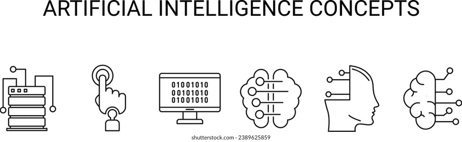 stock vector artificial intelligence concept icons set contains such icons as brain chip engineering