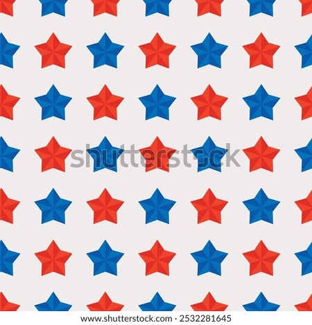 Stock vector background. Blue and Red Stars alternate in diagonal rows.