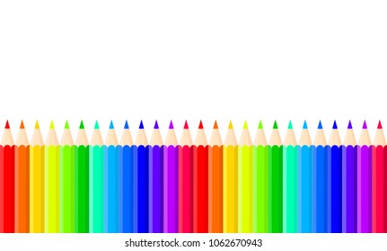 Stock vector background with color pencils on white