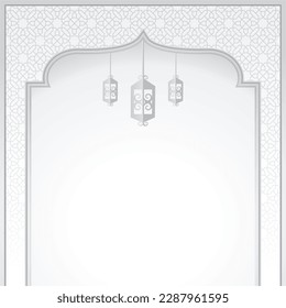 stock vector background- slamic design ornament mosque pillar grey color with arabic lantern